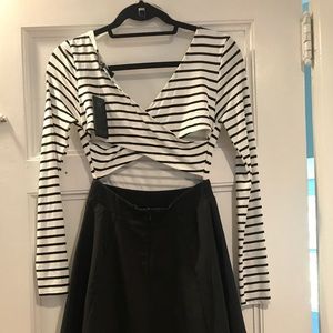 Guess striped fit and flare dress.